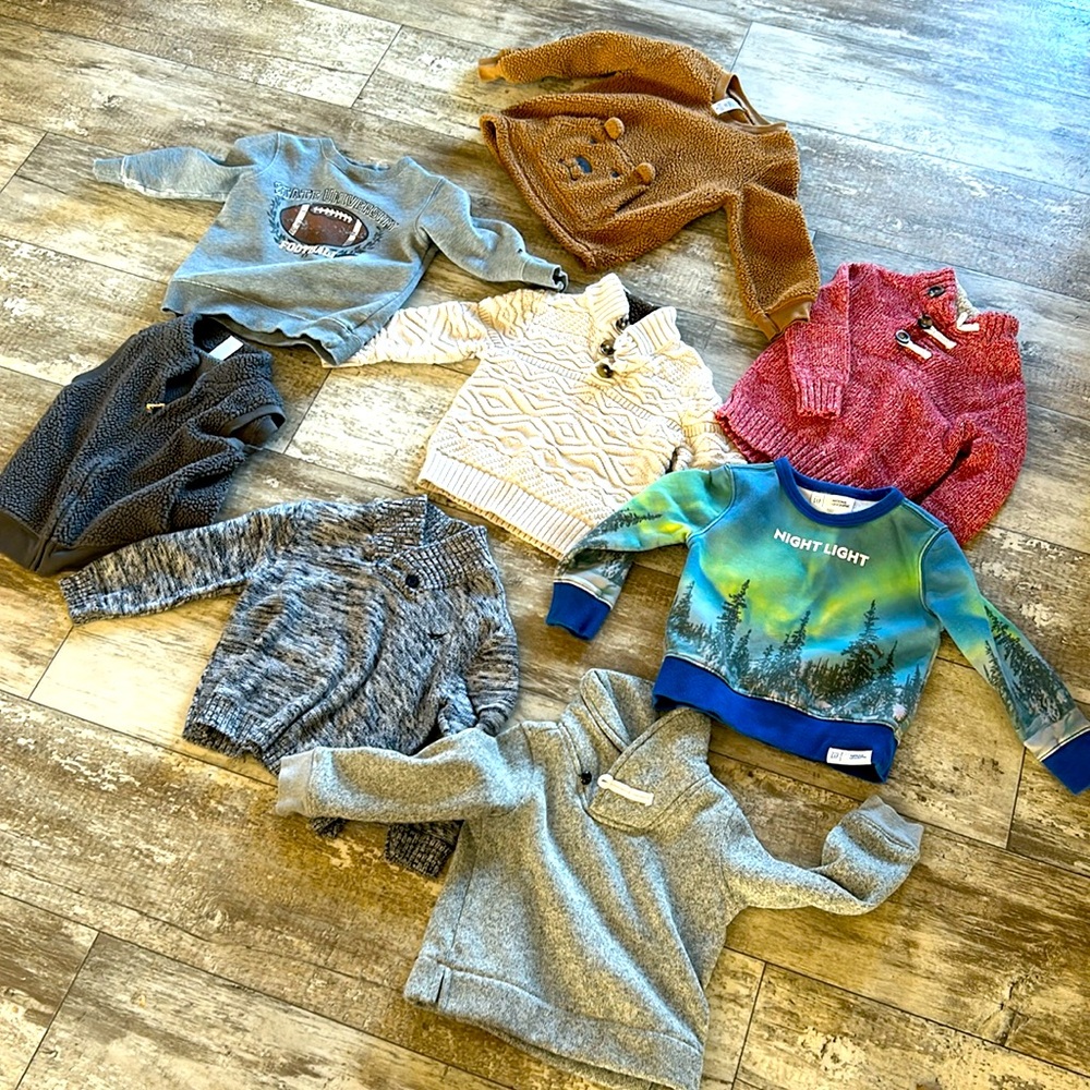 3T Boys Sweater/Sweatshirt/Vest Bundle Oshkosh, Gap Nautica Cat&Jack